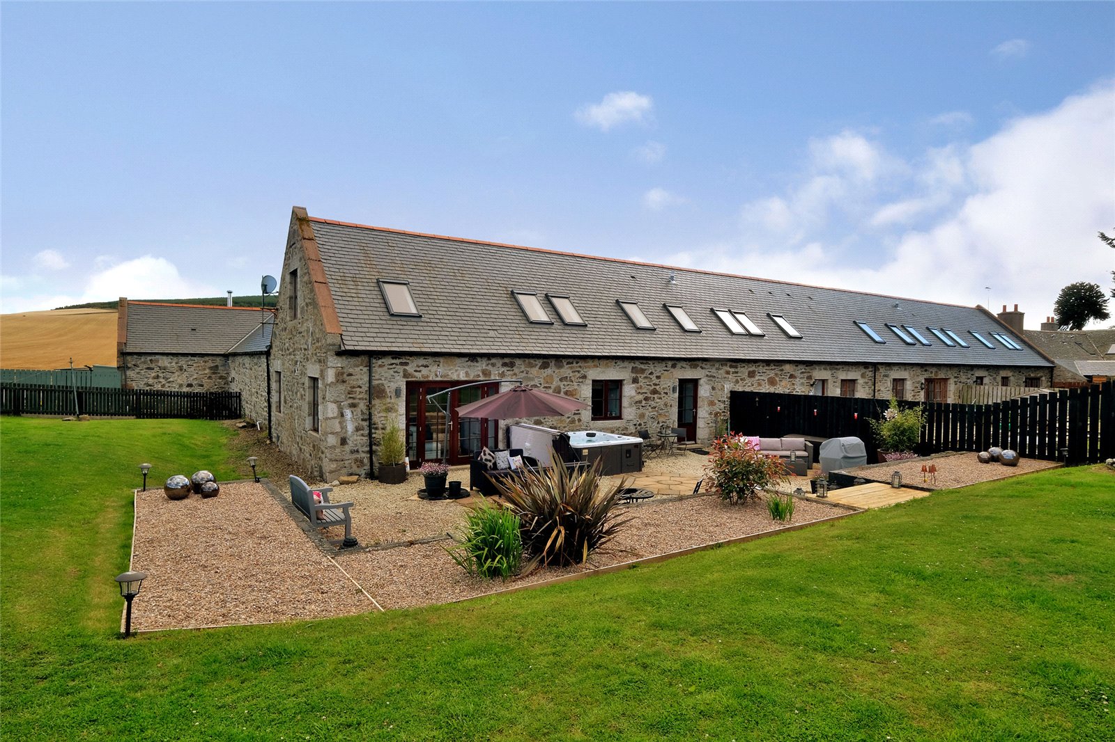 Stylish converted steading with views for miles